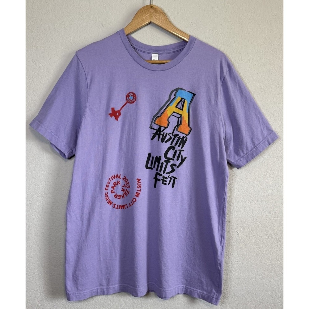 Austin City Limits ACL Festival 2023 Purple Short Sleeve Cotton T Shirt Size XL
